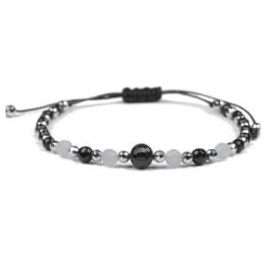 Bransoletka celebrytka czarny TURMALIN AKWAMARYN HEMATYT ochrona i miłość